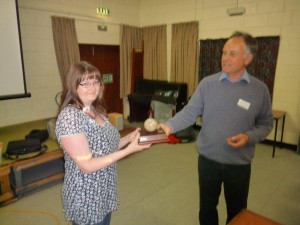 Christine Beale receiving the Robin Townley award